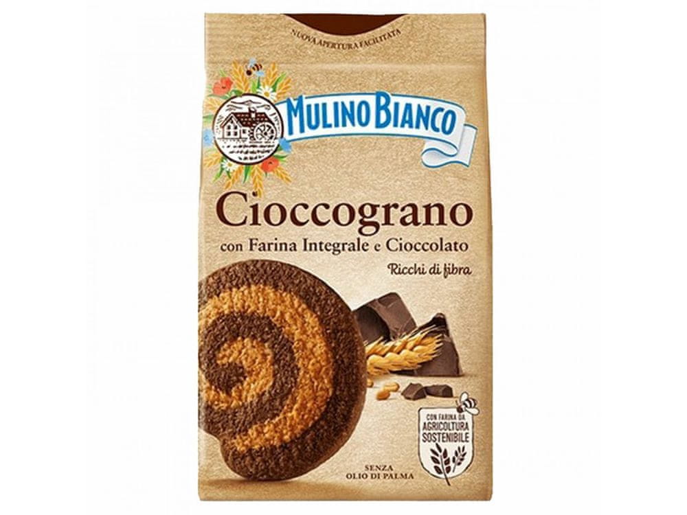 Mulino Bianco MULINO BIANCO Cioccograno Talianske sušienky z celozrnnej múky a horkej čokolády 330g, 1
